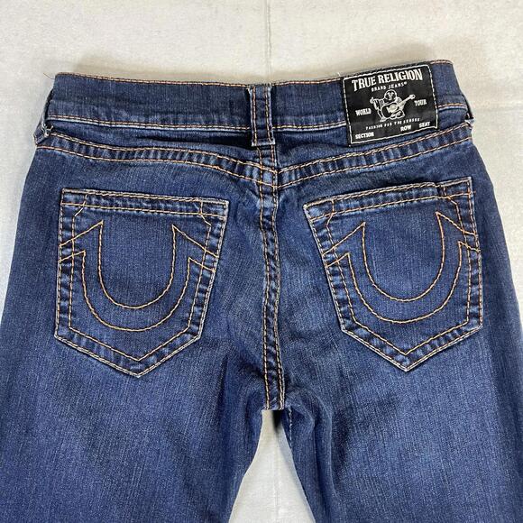 True Religion Ricky Jeans Mens 30 Blue Dark Wash Relaxed Straight No Flap Denim - Picture 1 of 7